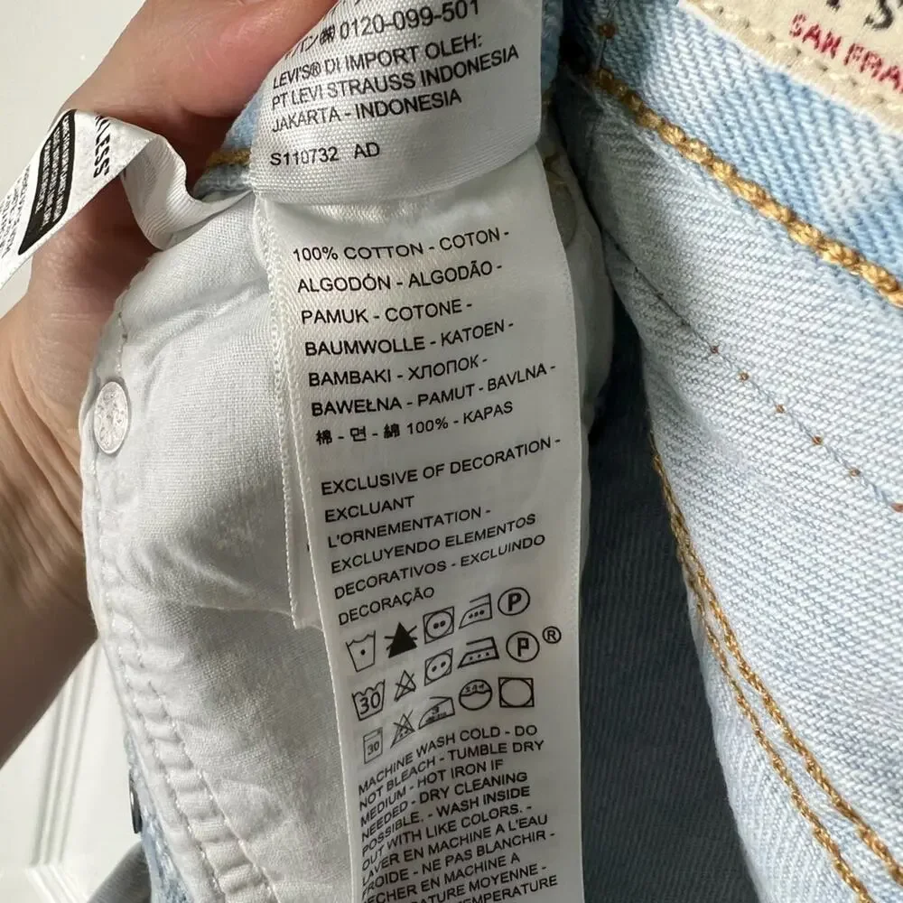 Levi’s Ribcage High Rise Distressed Straight Ankle Blue Jeans Ojai Shore 27